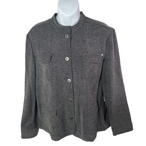 JM Collection Gray Matters Blk Wht Tweed Knit Jacket Size 16P New With Tags